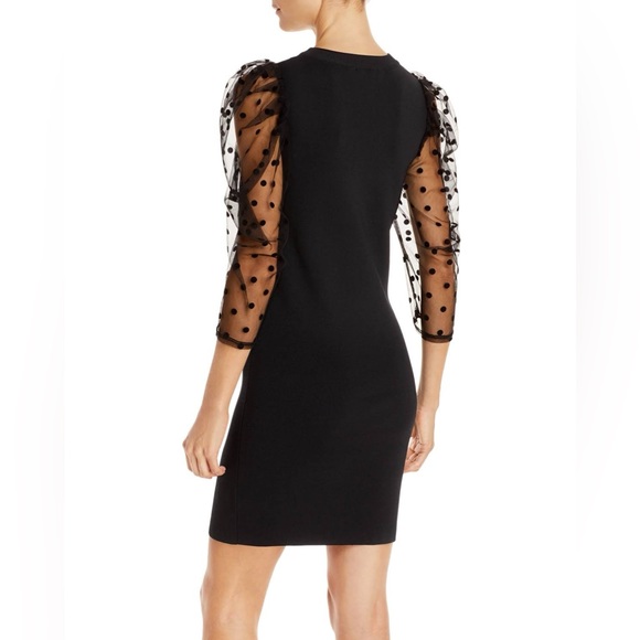 LUCY PARIS Sheer Polkadot ¾ Sleeve Mini Dress in Black - NWT - Picture 2 of 4